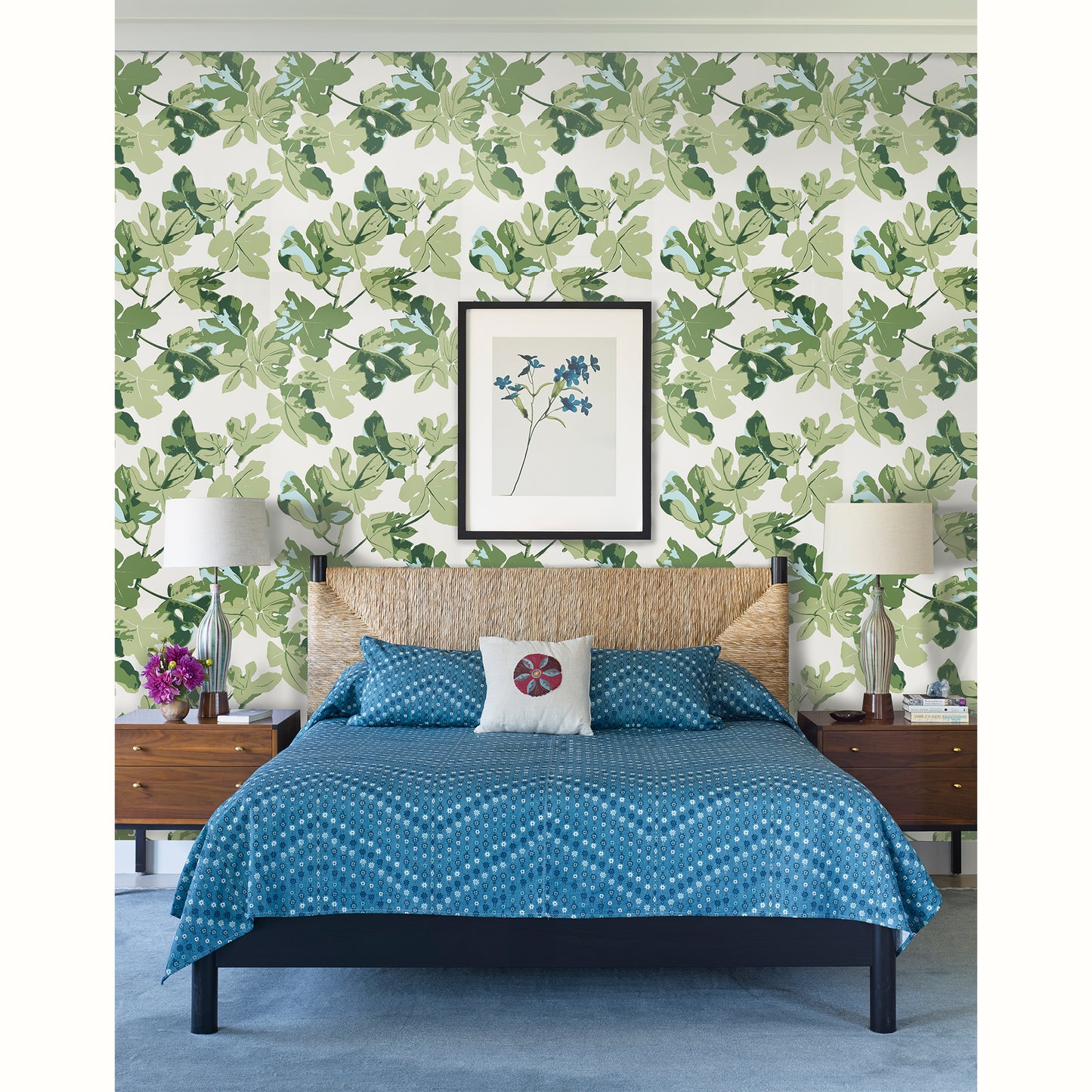 Fig Leaf - Blue on White