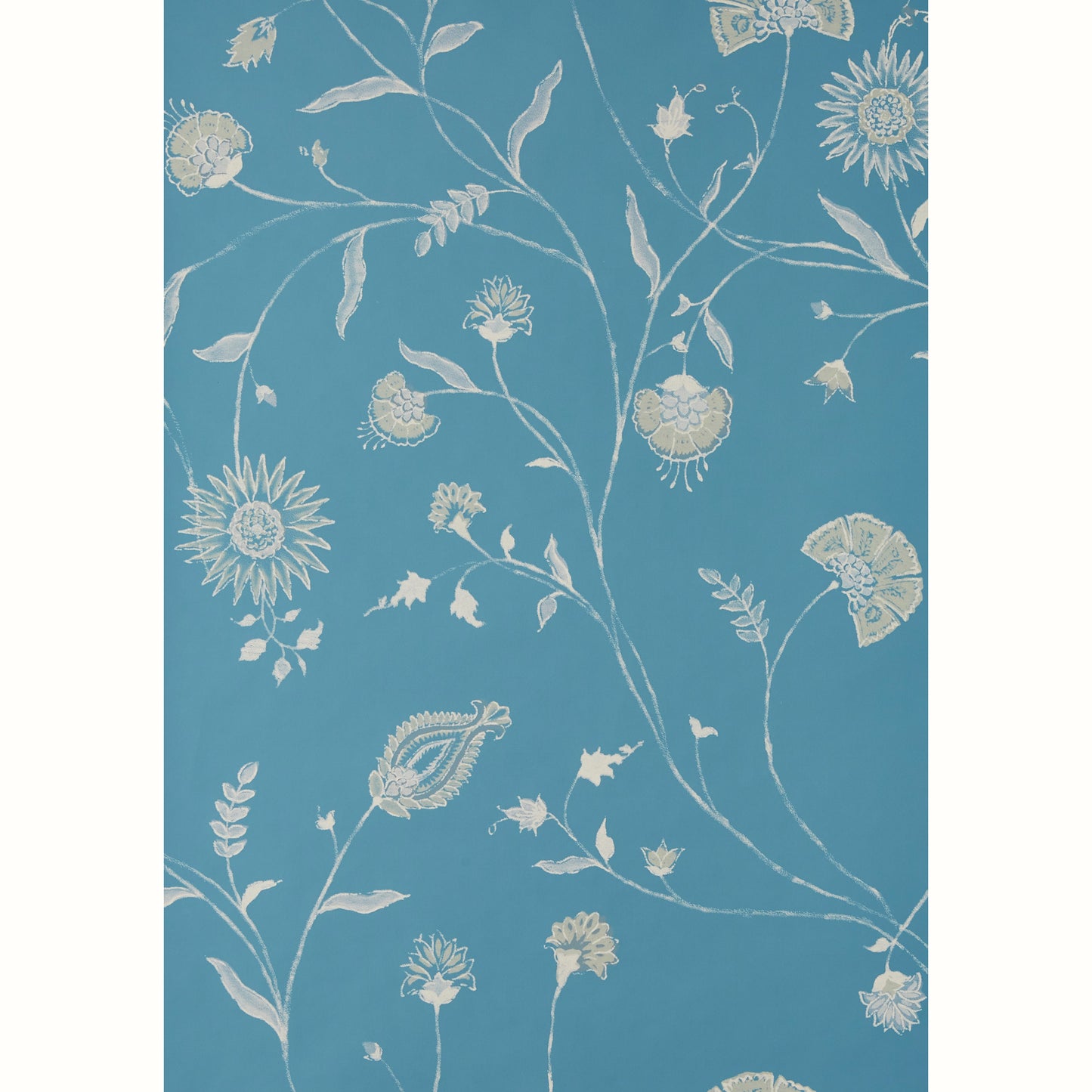 Indian Chintz - White on Powder Blue