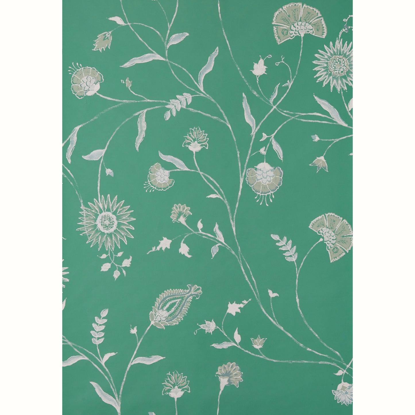 Indian Chintz - White on Green