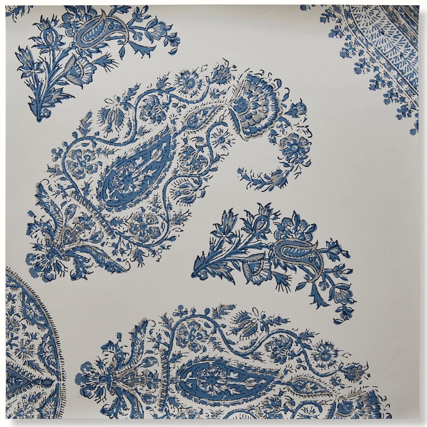 Samarkand Wallpaper - Blue/Blue on White