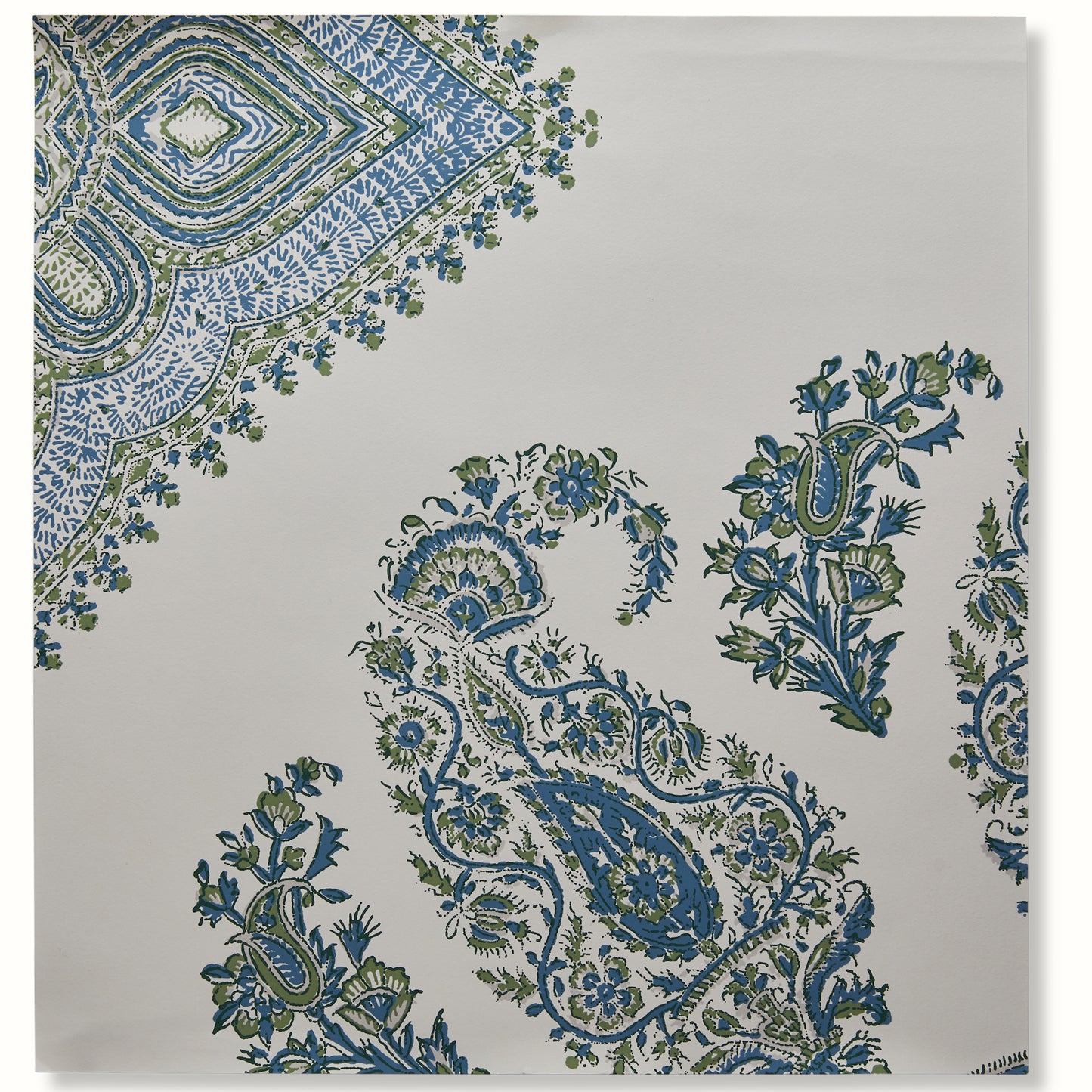 Samarkand Wallpaper - Blue/Green on White