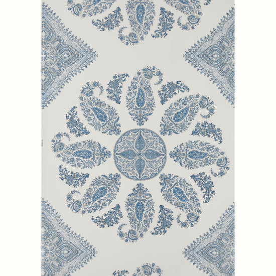 Samarkand Wallpaper - Blue/Blue on White