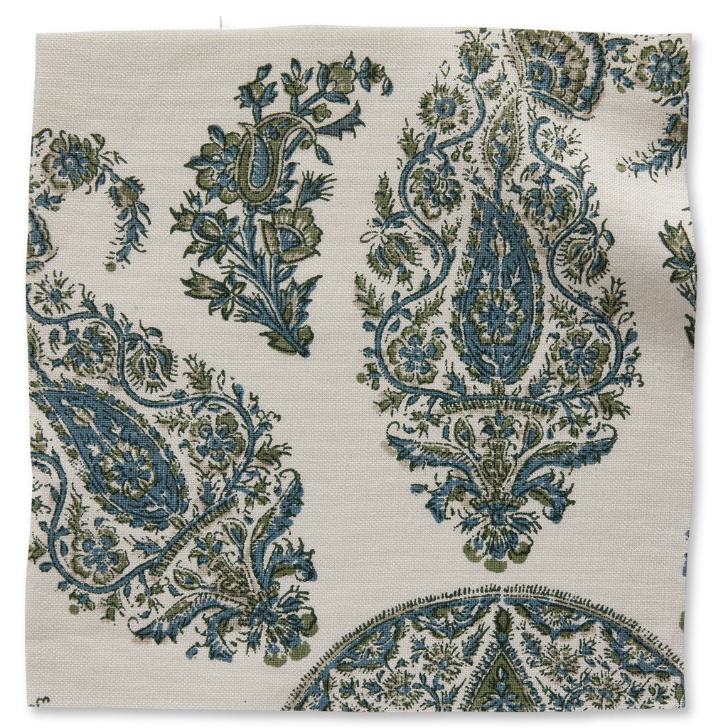 Samarkand - Blue/Green on White – Peter Dunham Textiles