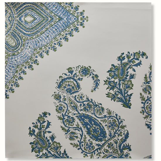 Samarkand Wallpaper - Blue/Green on White