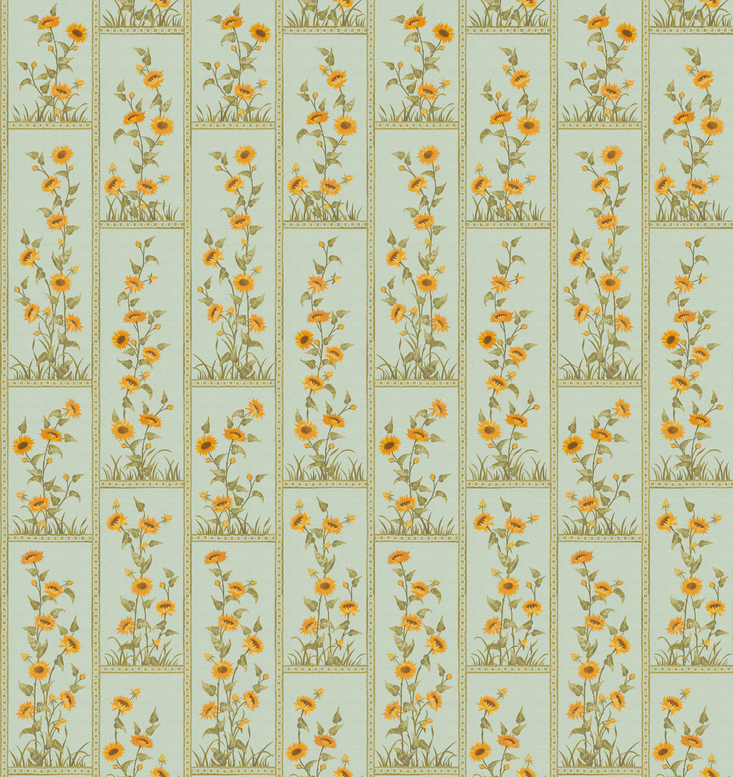 Sunflower Vignette - Green on Sky